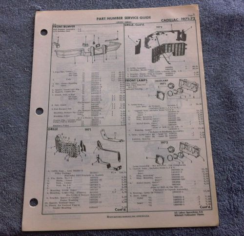 1971 72 cadillac deville fleetwood parts manual service guide illustrations