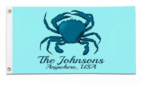 Personalized boat flag blue crab