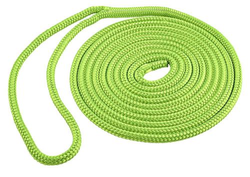 Green dock line double braid polyester15ft 3/8in rope marine eye splice sl91635