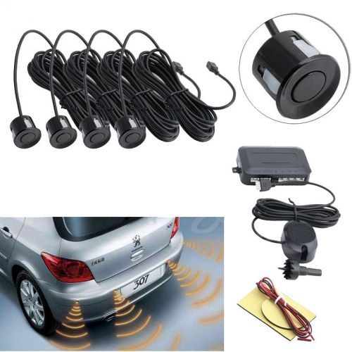 4 parking sensors car backup reverse radar led rearview buzzer sound alarm kit