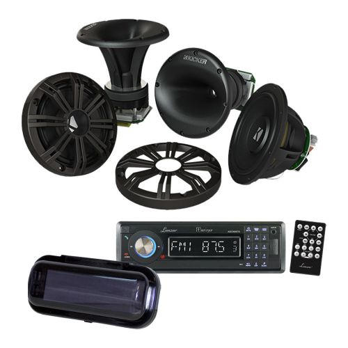 Kicker kms674c 6.75&#034; marine component speakers w/ in-dash receiver &amp; radio cover