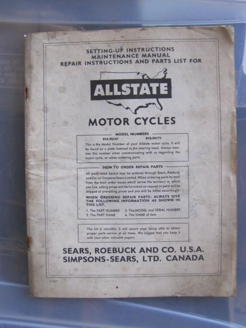 Sears allstate puch maintenance & set up manual 175sv etc.