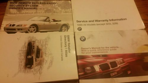 1999 bmw e46 sedan oem set of owners manuals w/ jacket plus bmw hat