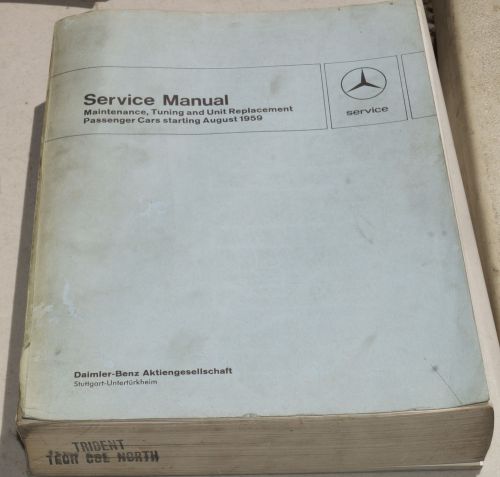 Genuine 1959-1967 mercedes factory service shop manual