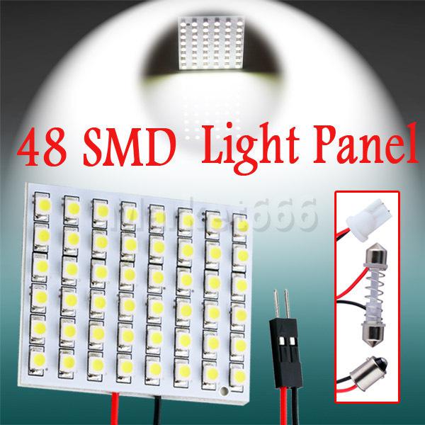 48 smd pure white light panel t10 ba9s festoon dome 48 led interior bulb lamp