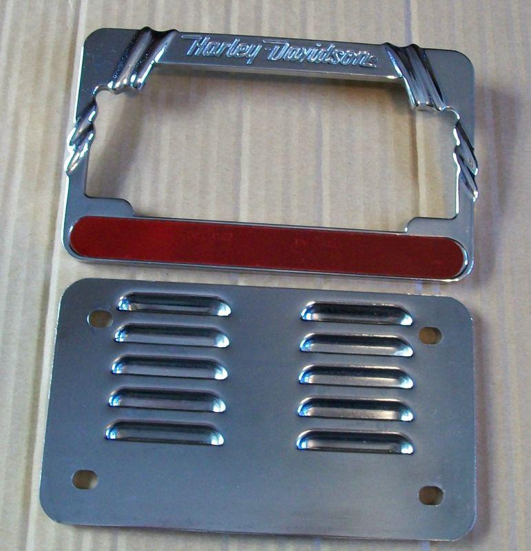 Harley davidson licence plate frame with reflector and back plate