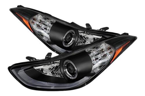 Spyder hyelan11drl black clear projector headlights head light w leds