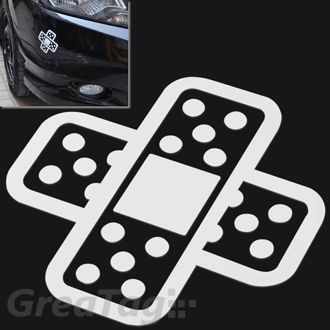 White x-shape cross bandaid car bumper scratch cover sticker decor decal