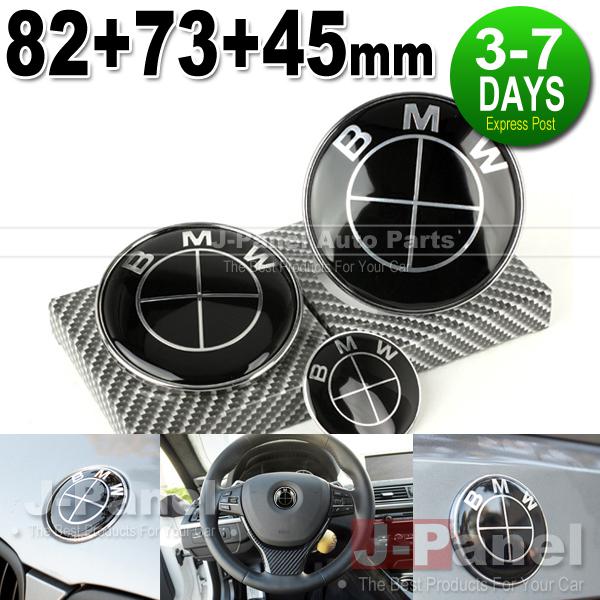 Bmw 3 series 46 e90 e91 m3 black emblem badge set hood trunk steering wheel m
