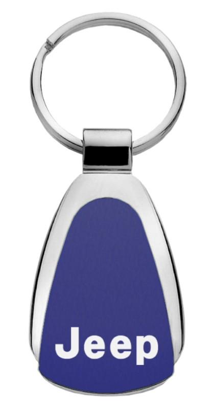 Chrysler jeep blue teardrop keychain / key fob engraved in usa genuine