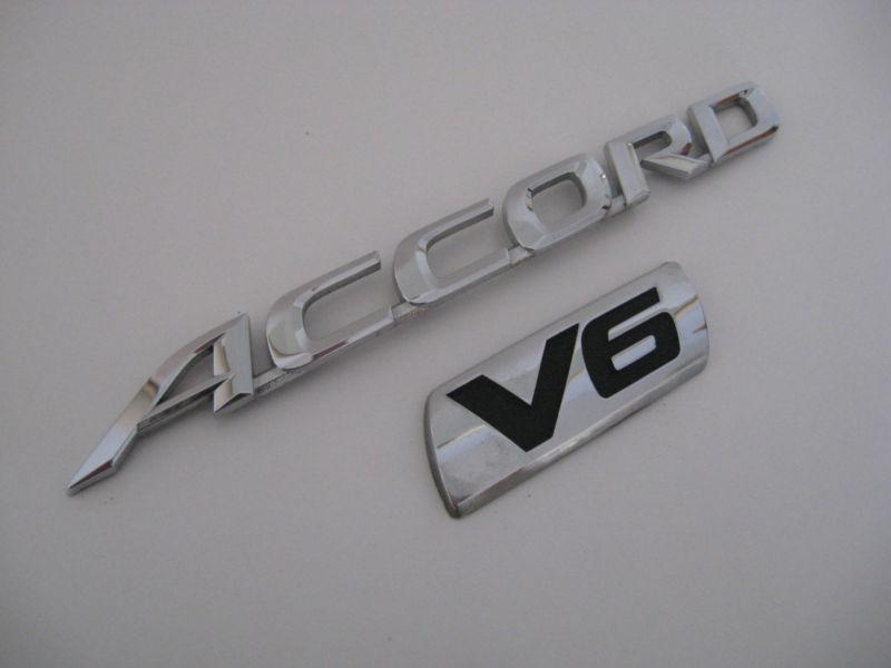 Honda accord v-6 v6 chrome factory badge logo emblems lot set oem
