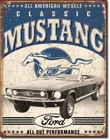 Classic ford mustang logo vintage style tin sign hot rod new usa made