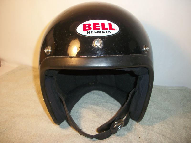 Vintage 75 motorcycle helmet bell mag ll  vtg  black chopper bobber  size 7 1/8 