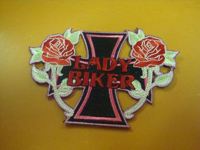 Lady biker roses and cross biker patch new!!