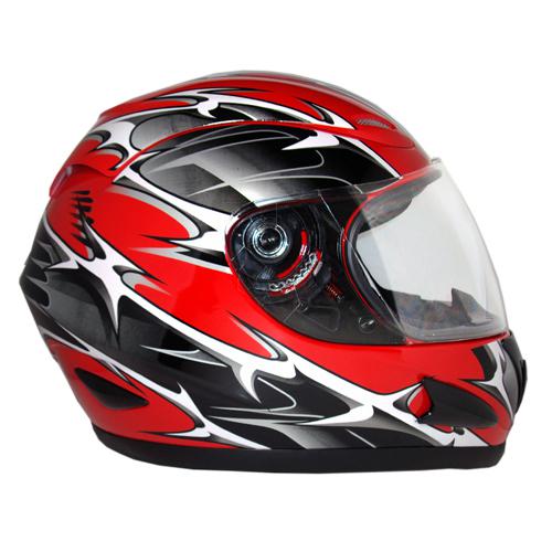 Full face motorcycle helmet dot spikes razor wire red medium