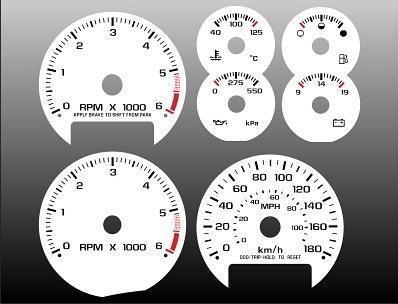 1998-2002 chevrolet s10 metric instrument cluster white face gauges 98-02