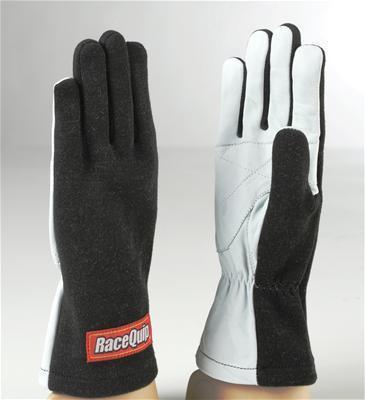 Racequip 350003 driving gloves 350 nomex/leather black/white men's medium pair