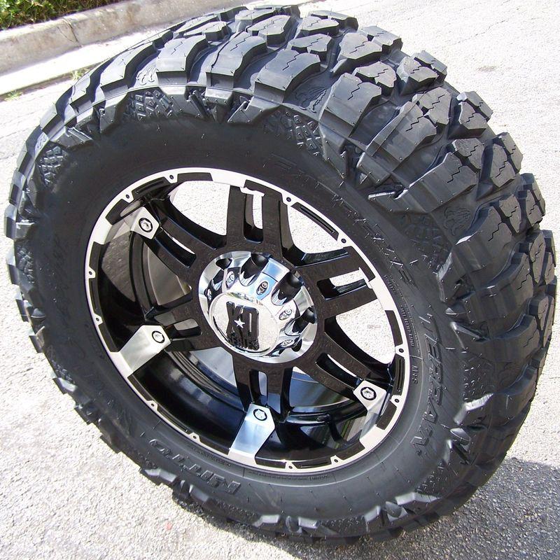 18" black spy wheels & nitto mud grappler dodge ram silverado sierra 2500 3500