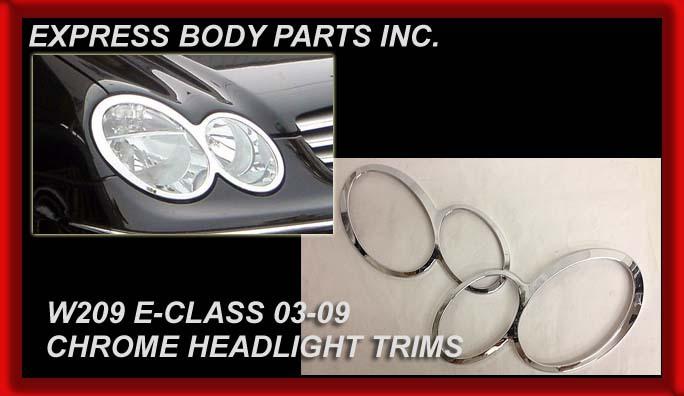 W209 chrome headlight head light trim 2003-2010 clk320 clk350 clk500 clk55 clk63