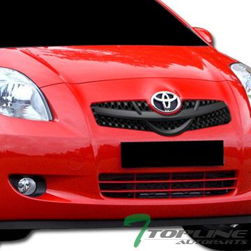 Black hex tr sport style front hood grill grille 06-08 toyota yaris 3d/hatchback
