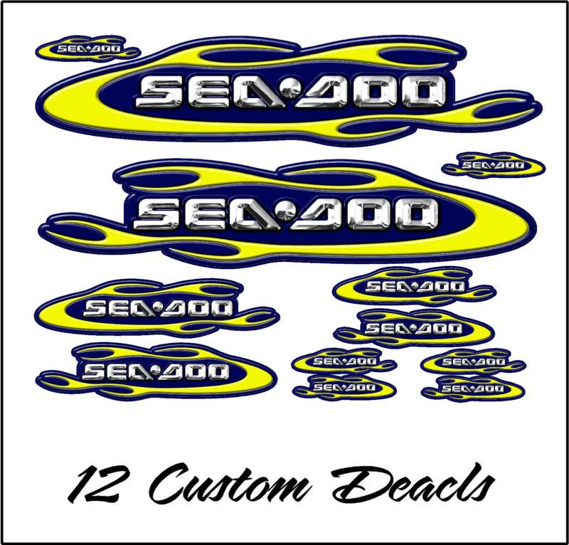 Sea doo owners speedster, challenger, rxp,rxt,gtx,graphics decals -yellow navy b