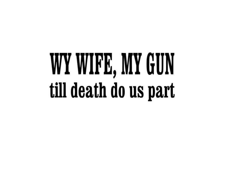 My wife my gun white vinyl sticker gun control  pistol rifle