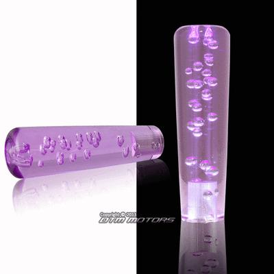 Universal 150mm purple bubble white led illuminated screw on stick shift knob