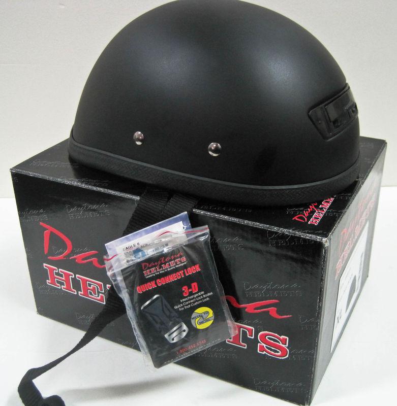 Novelty motorcycle helmet quick open vented flat black  medium eagle ii