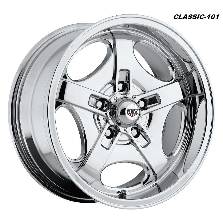 17" chrome rev classic wheels ford mustang mercury dodge muscle 5x4.5 17x8 & 7  
