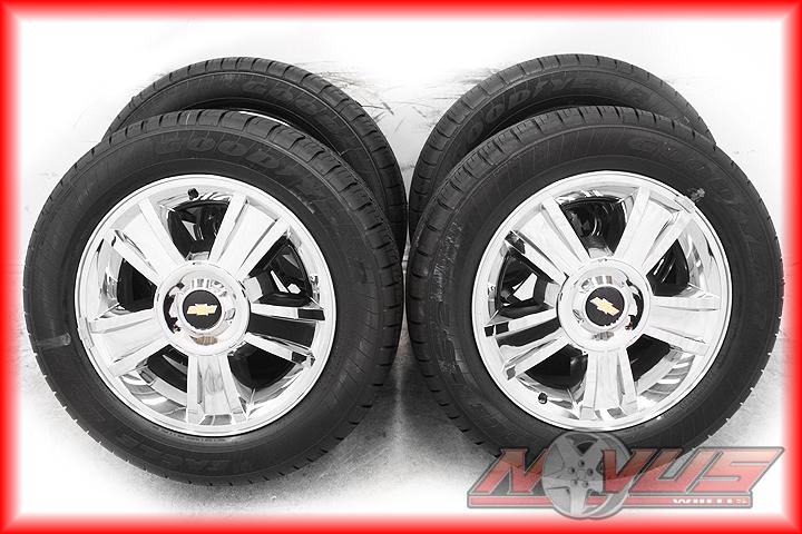 20" chevy tahoe ltz silverado gmc yukon chrome wheels goodyear tires 22 oem gm