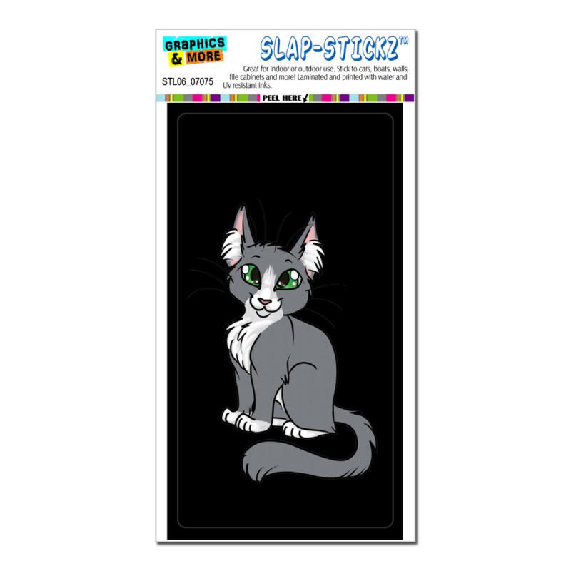 Gray grey cat on black - slap-stickz™ car window locker bumper sticker