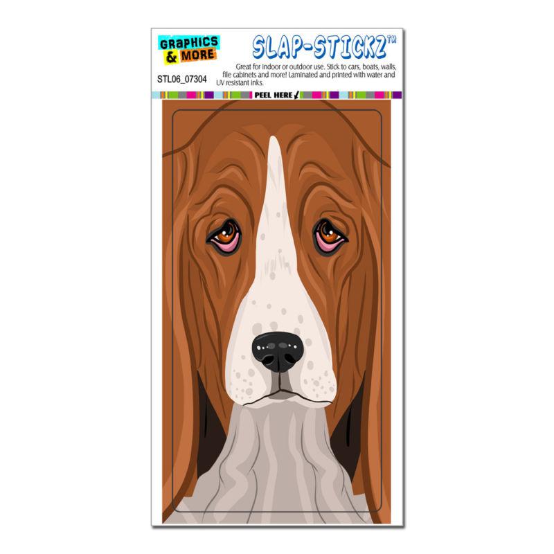 Basset hound full face - dog pet - slap-stickz™ car window locker bumper sticker
