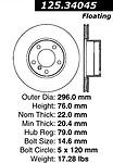 Centric parts 125.34045 front performance rotor