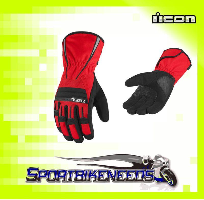 Icon pdx waterproof glove red black size 2xl xxl