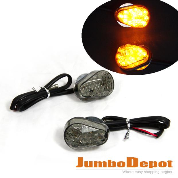 Motorcycle smoked lens flush mount led turn signal indicator amber light blinker