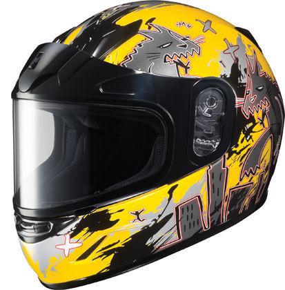 Hjc cl-y katzilla yellow small dual lens youth snowmobile snow sled helmet sml