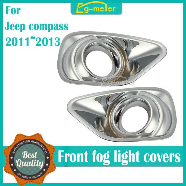 2x chrome front fog light lamp covers bezels trims for jeep compass 2011 2012
