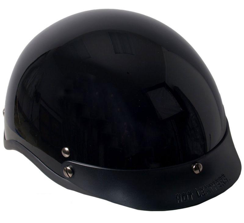 Gloss black shorty half motorcycle helmet dot approved glossy biker scooter 