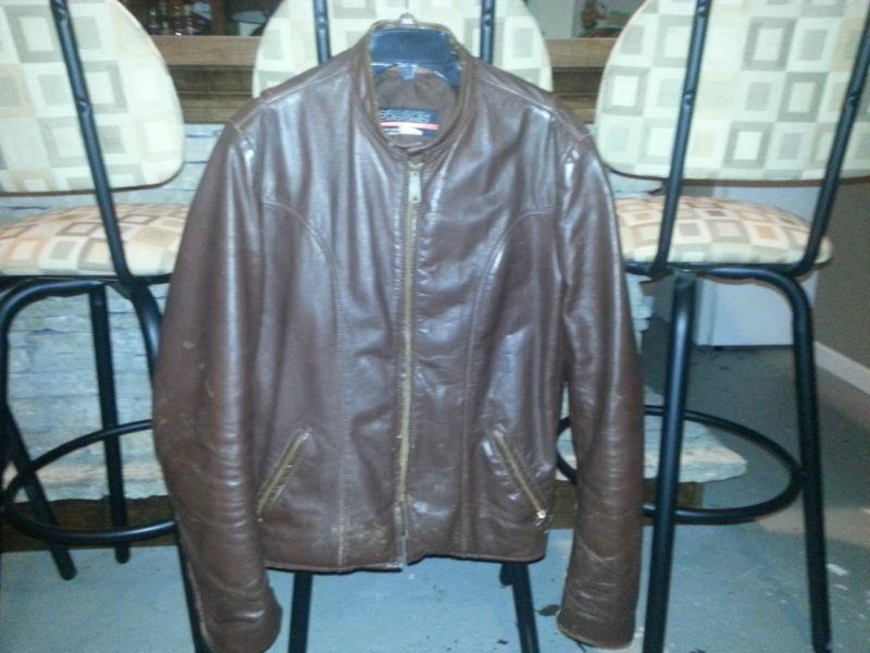 Brooks brown leather motorcycle jacket 70's