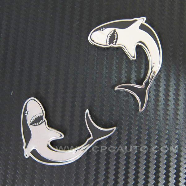 Car truck chrome badge emblem sticker shark(small)   2pcs set