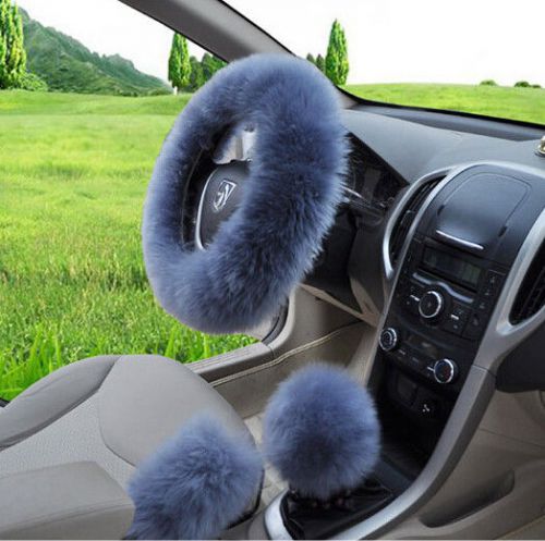 Wool car steering wheel cover+car hand brake cover+gear shift stick cover