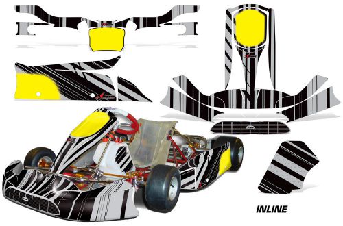 Amr racing graphics tony kart venox sticker wrap kit decals inline black silver
