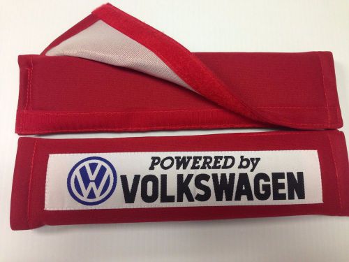 Powered by volkswagen  2pcs red car seat belt shoulder pads