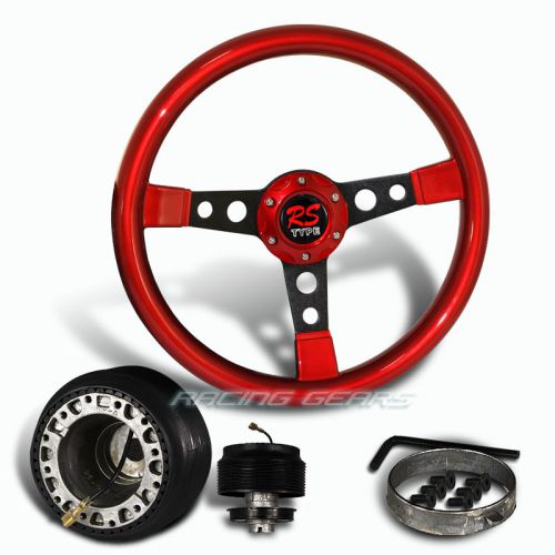 For accord prelude 6 bolt hole red wood black spoke steering wheel + hub combo