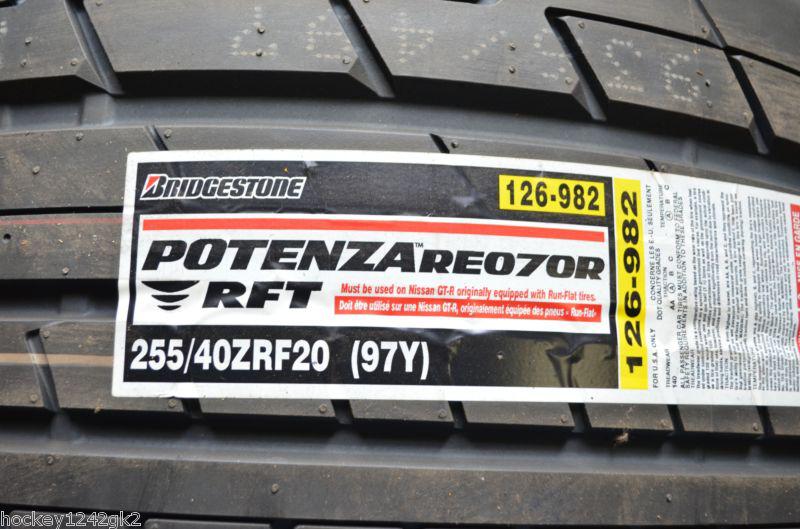 1 new 255 40 20 bridgestone potenza re070r run flat tire