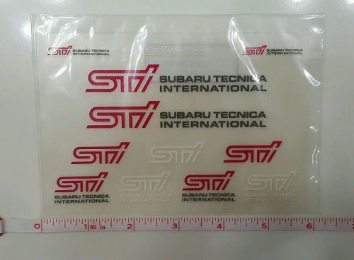 Jdm subaru sti mini decal sticker sheet red white logo genuine oem