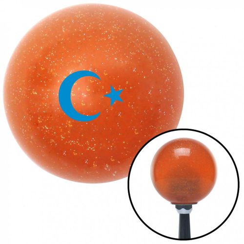 Blue symbol of islam orange metal flake shift knob with 16mm x 1.5 insertshift