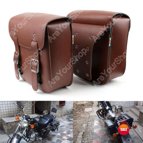 Universal motorcycle motorbike pu leather saddle bags side bags coffee ay