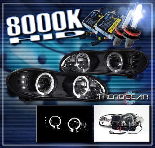 98-02 chevy camaro dual halo led projector headlights+hid 8k lamp black 99 00 01