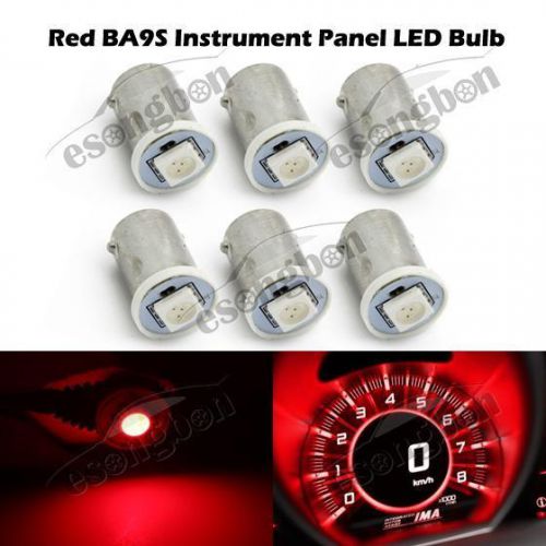 6x red ba9s light bulb 5050 smd led instrument panel cluster 1815 1895